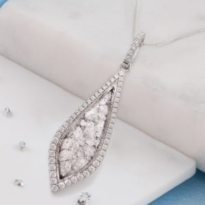 Large teardrop shaped ashes or hair crystal pendant