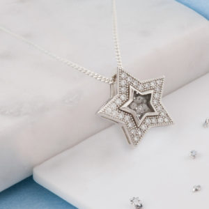 Ashes or hair inlaid Crystal Star pendant