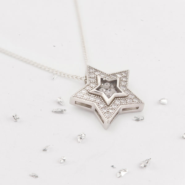 Ashes or hair inlaid Crystal Star pendant