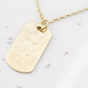 9ct Yellow Gold Single Ashes Or Hair Dog Tag And Belcher Chain