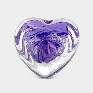 Ashes Glass Swirling Heart Paperweight