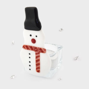 Candle Holder Glass Snowman