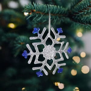 blue tips snowflake glass hanging