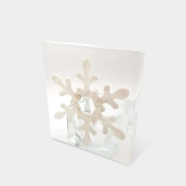 Ashes Glass Square Snowflake Tea Light Holder