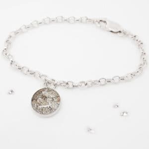 Ashes or Hair Memorial Round Inlaid Charm Bracelet