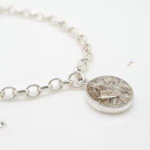 Ashes or Hair Memorial Round Inlaid Charm Bracelet